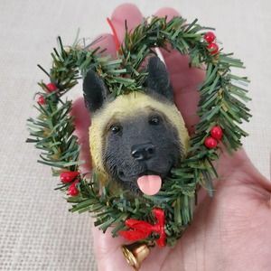 Akita Dog Wreath Heart Christmas Ornament Animal